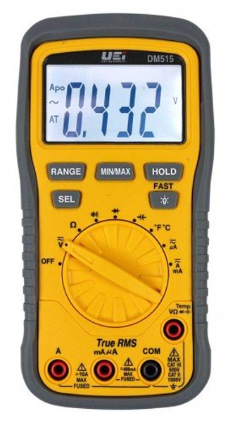 UEi DM515 True RMS Digital Multimeter, 1,000 V, -328 to 2,462°F