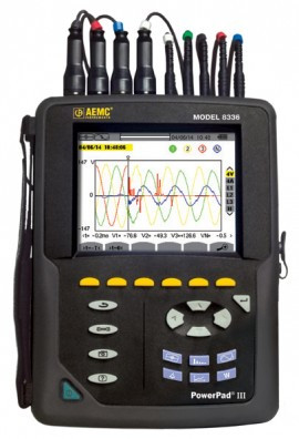 AEMC 8336 True RMS Power Quality Analyzer with AmpFlex® flexible sensors, two- and three-phase, 40 to 70 Hz