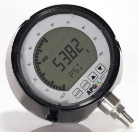 APG PG10 Series Digital Pressure Gauge, 0 to 200 psig, 5.45" dial, ¼ to 18 NPTM bottom, weather-resistant injected molding phenolic housing