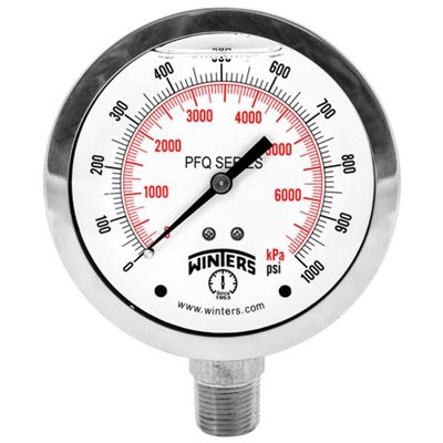 Winters PFQ735ZR, PFQ-ZR STABILIZR(R) SS/BR 4" 30/0/150 PSI/KPA 1/4" NPT CBM,