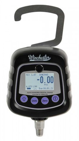 Winchester MODEL 1KT Digital Pressure Gauge Kit, -30 Hg to 3000 psi, ¼" NPT male, rubber housing