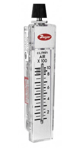 Dwyer RMA-1-TMV Flow Meter, 2" Scale, 0.05 to 0.4 SCFH Air, Top Mounted Valve