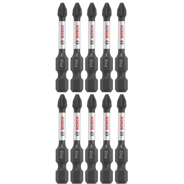 Bosch ITPH22B 10-Pc Impact Tough 2" Phillips #2 Power Bits
