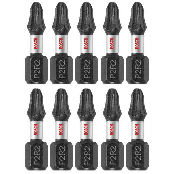 Bosch ITP2R21B 10-Pc Impact Tough 1" Phillips/Square #2 Insert Bits
