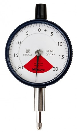 Mitutoyo 2977AB Series 2 Standard One Revolution Flat-Back Dial Indicator, 0.04", 0.0005" Graduation