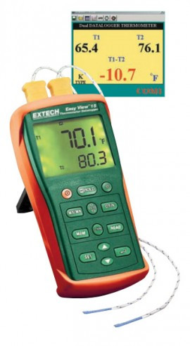 Extech EA15 EasyView Dual Input Thermocouple Thermometer/Data Logger