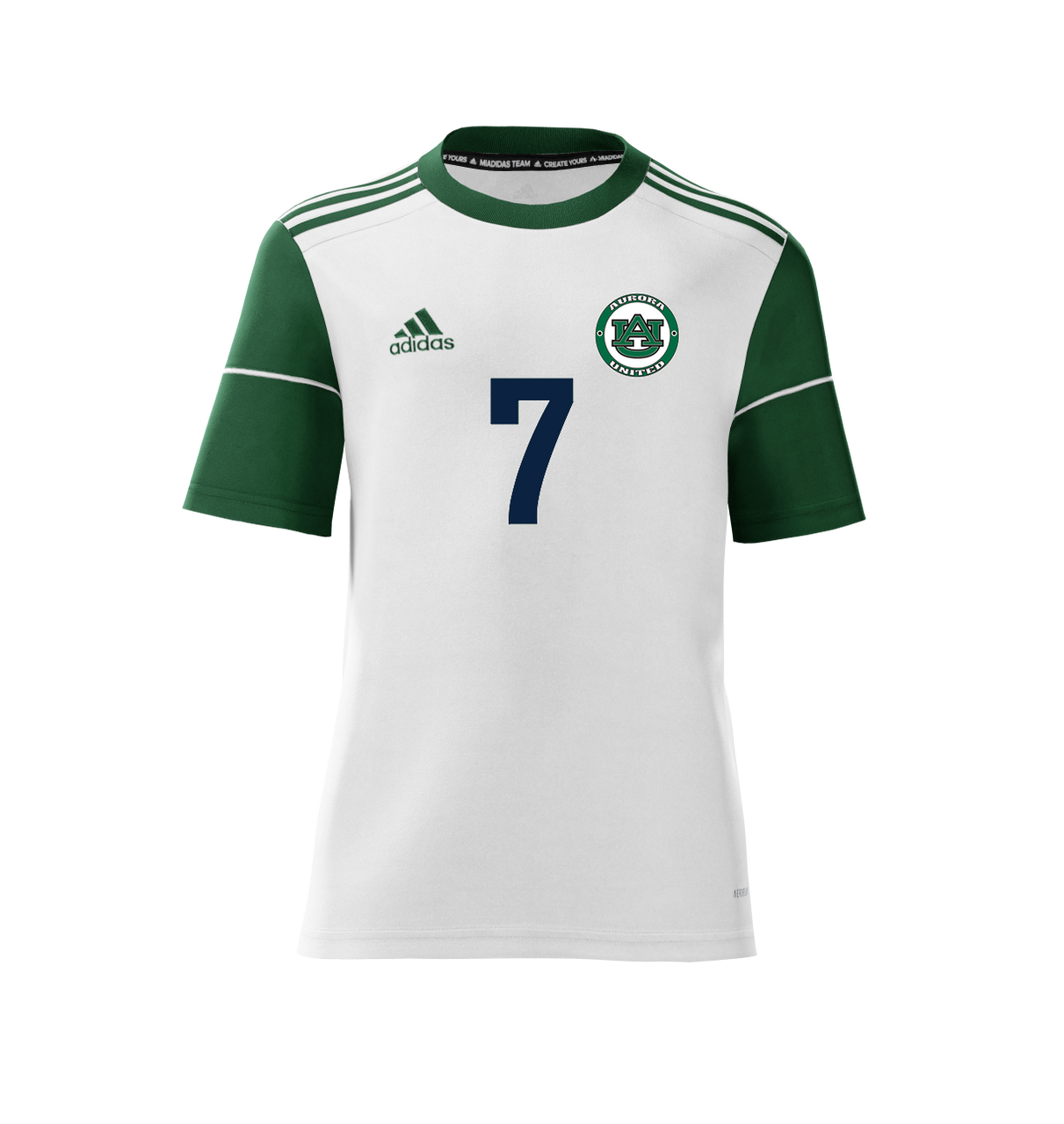 Aurora United CUSTOM Mi Adidas White Jersey (Mandatory) - NC Soccer