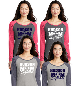HUDSON UNITED Ladies Long Sleeve Tee with "Mom Squad" logo