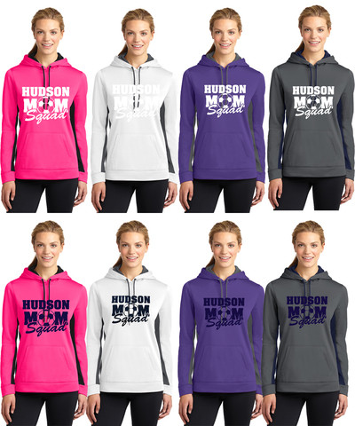Hudson United "Mom Squad" Ladies Fleece Colorblock Hoodie