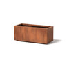 Metal Mid Rectangle Planter- As shown Mid Rectangle Planter shown with a corten steel natural rust patina.