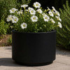 Black Cylinder Round Planter:  As shown round aluminum planter in black finish.