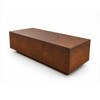 Corten Steel Contemporary Gas Fire Pit: Rectangular fire pit shown in the cor ten steel finish with a natural rust finish. 