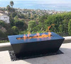 Bobe Rectangular Gas Fire Table: As shown Powder Coated Midnight Stainless Steel.