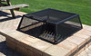 Square Fire Pit Spark Screen With Door Carbon Steel- As Shown high heat-resistant electrostatically applied, weather-resistant black finish, on top of fire pit.