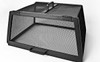 Square Fire Pit Spark Screen With Door- Ash shown Carbon Steel Black Finish (Angled View)