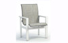 Homecrest Elements Aluminum Low Back Outdoor Dining Chair- As shown with Glacier white powder coated frame and Alloy sling fabric.