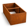 Open Bottom Modular Raised Planter Bed: As shown in a rusted corten steel natural rust finish. 