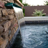 Grand Effects Smooth Flow Scupper:  Picture shown in pool with the polished copper finish.
