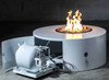 The Outdoor Plus Isla Propane Tank Fire Pit:  As shown with hidden tank slide out door access
