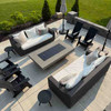 Yard Couture Custom aluminum fire pit lid with two stainless steel handles. Cover shown with the textured black powder coated finish.