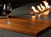 Oasis Concrete Rectangular Fire Pit Table With Wood Side Table.
