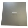 Square aluminum fire pit cover: Shown in the charcoal gray powder coat finish with 4 inch sides and 1 stainless steel removal handle.