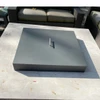 Square Aluminum Fire Pit Lid: As show on top of a fire pit with one stainless steel handle in the charcoal gray powder coated finish.