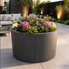 Modern raised modular aluminum planter bed design. 