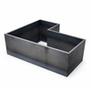 Open bottom L-shaped planter box, modular design un rusted corten steel food. 