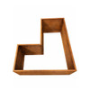 Top view L-shaped modular open bottom raised corten planter. 