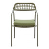 ZUO MODERN Zuo Rio Dining Chair, modern outdoor dining chair with woven rattan backrest and a cushioned seat.