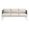 ZUO MODERN Zuo Bridgehampton Sofa White, modern outdoor sofa with white cushions and a metal frame designed for outdoor use.