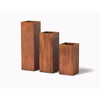 12" Column Planters Group - shown in corten steel with a natural rust finish
