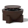 Round Fire Pit- Shown With Natural Gas Kit Powder Coated Aluminum Texture Rust Finish