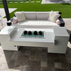 Powder Coated Linen White Propane Fire Table With Hidden Tank And Blue Fire Glass