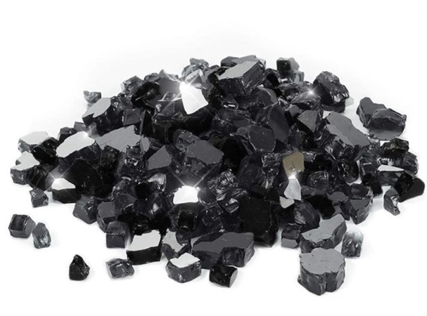 1/2 Inch Tempered Black Reflective Fire Glass