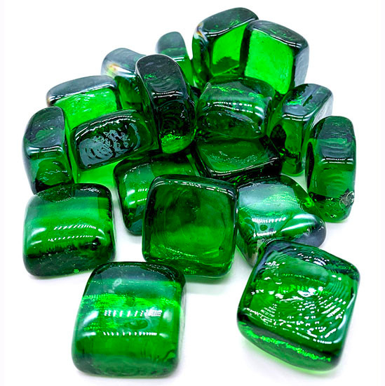 1 Inch Green Cubed Fire Pit And Fireplace Glass Tempered