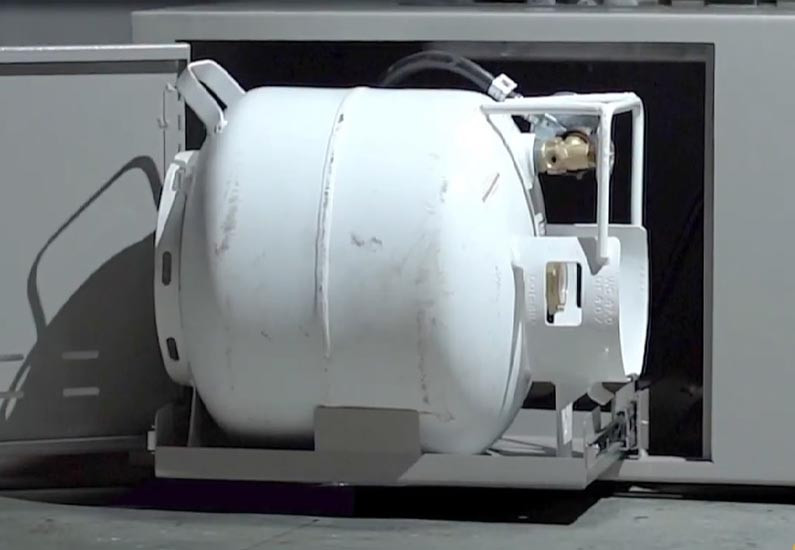 Gallaway Propane Tank Fire Pit Table Stainless, Corten Steel or Copper