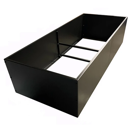 Yard Couture rectangular bottomless aluminum raised planter with a textured black powder-coated finish