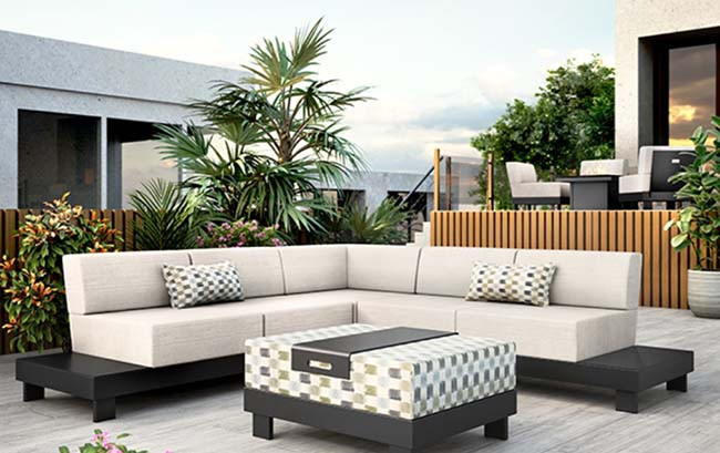 Homecrest Urban modular outdoor sectional set with powder-coated aluminum frames and cushions