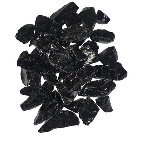 1/2 " - 1" Black Fire Glass Chips: As shown 1/2" - 1"  Black Fire Pit Glass.