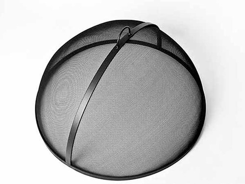 Dome Fire Pit Screen- Shown 1/4″ x 1″ solid steel flat frame, fine steel mesh screen 8 x 8 per sq. inch 23 gauge carbon steel with a high heat resistant black finish.  Top View