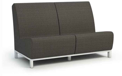 Outdoor Grace Air Armless Loveseat- As shown, Cedar Sensational Sling Fabric and Glacier powder coated aluminum frame.