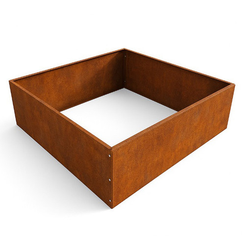 Corten Steel Open Bottom Modular DIY Planter: As shown with a natural weathered steel finish