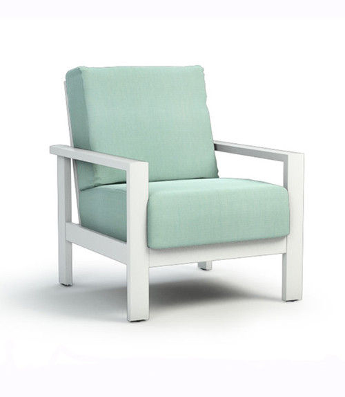 Homecrest Elements Aluminum Cushion Arm Chat Chair : As Shown with the Glacier White Powder Coated Aluminum Frame and the Canvas Spa Fabric.