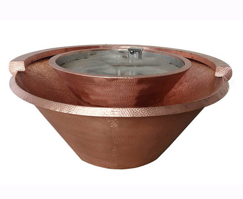 Grand Effects Artisan Series Round Seamless Lip Fire and Water Bowl: Shown with the oil rubbed hammered copper finish.
