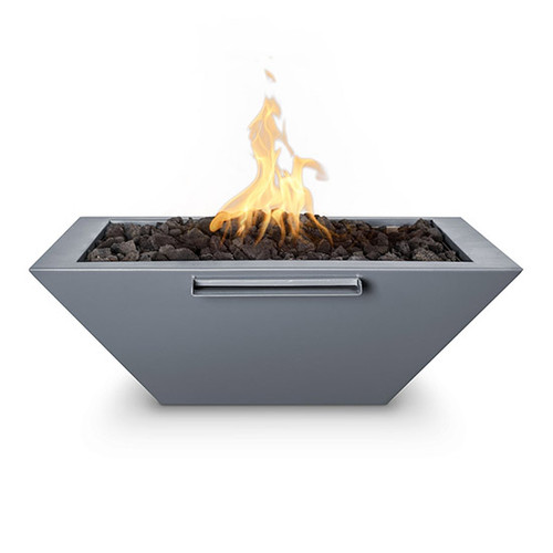 The Outdoor Plus Maya Fire and Water Bowl: As shown in the gray powder coated metal finish with the black lava rock media.