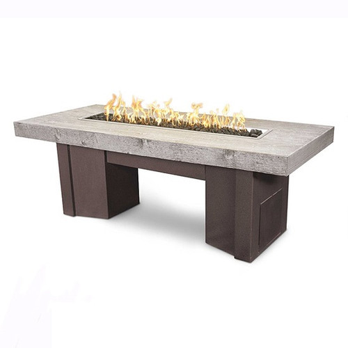 The Outdoor Plus Alamenda Fire Pit: Ivory GFRC top and Java powder coated stainless steel base.