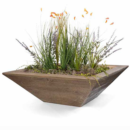The Outdoor Plus Maya Wood Crain Concrete Planter: As shown in the GFRC oak Finish.