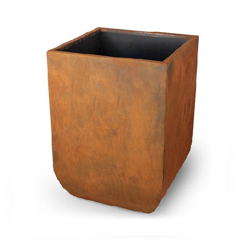 Vertical Modern Planter By The Outdoor Plus: As shown in the corten steel natural rust finish. 